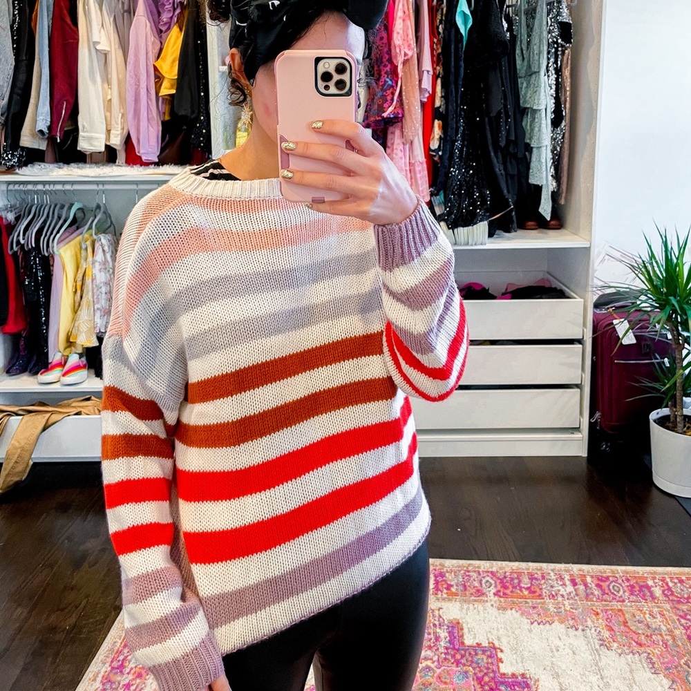 White striped sweater
